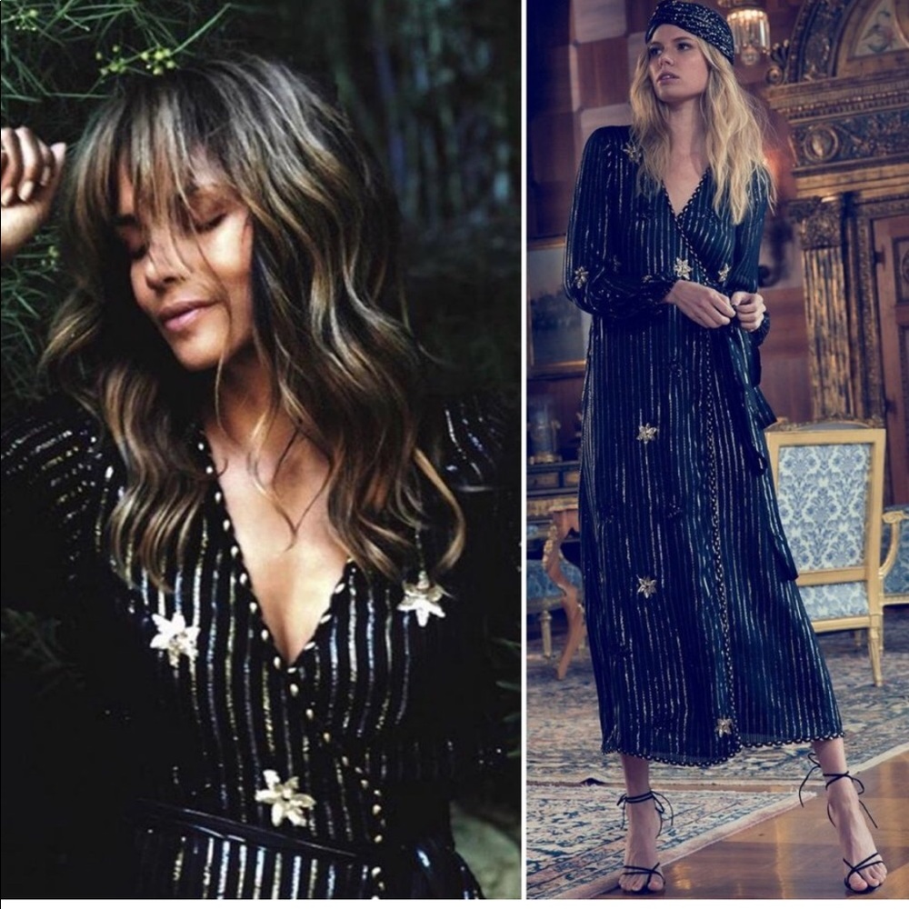 Misa sequined star wrap dress